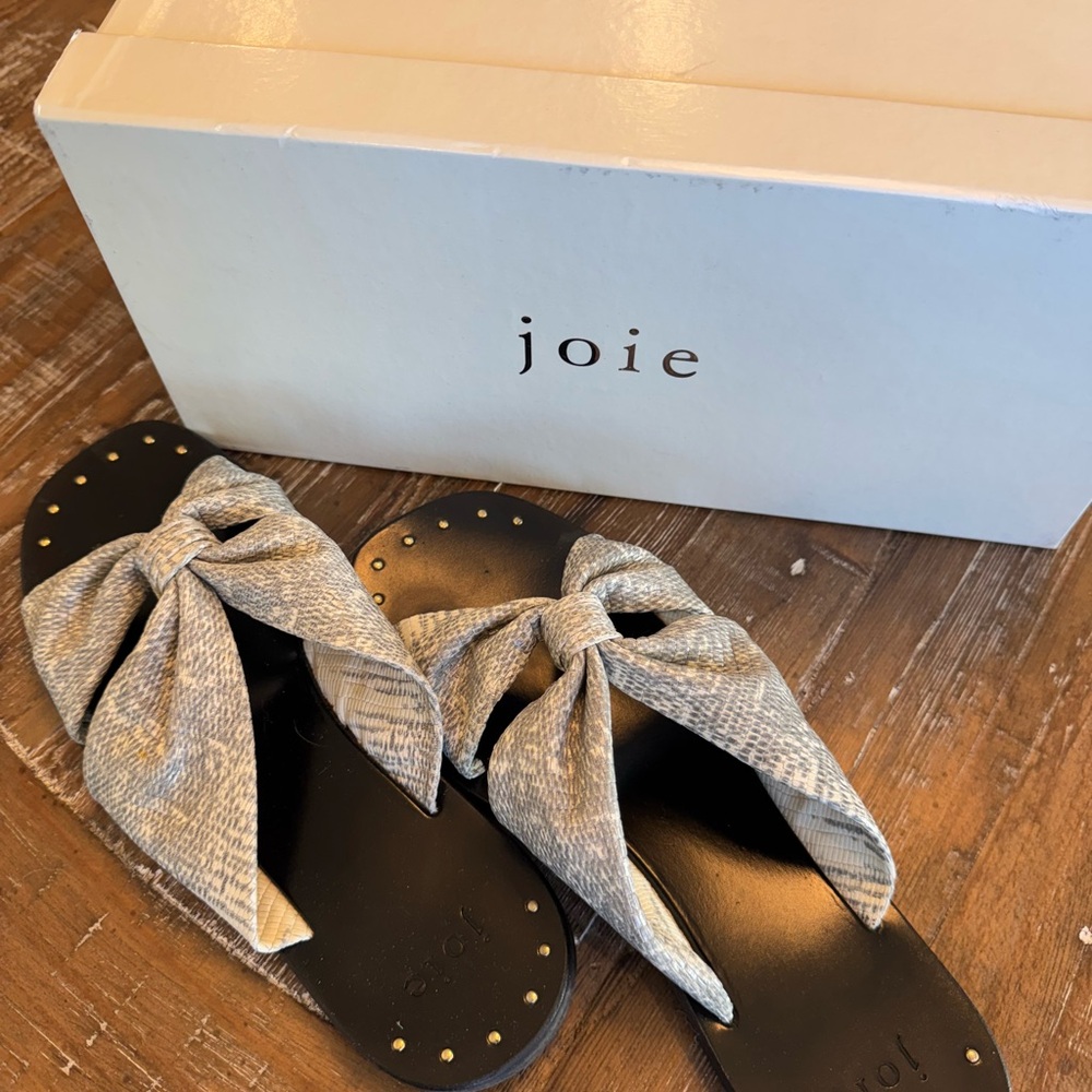 Joie Women's Black and Gray Bow Slide Sandals